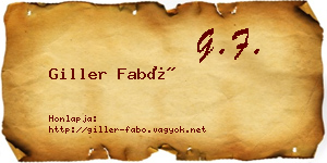 Giller Fabó névjegykártya